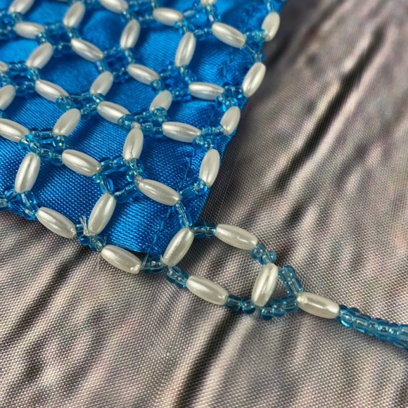 BEAUTIFULLY Beaded Blue/White Shoulder/Crossbody Mini Bag - Picture 12 of 17